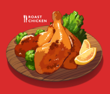 烤鸡-食物ローストチキン