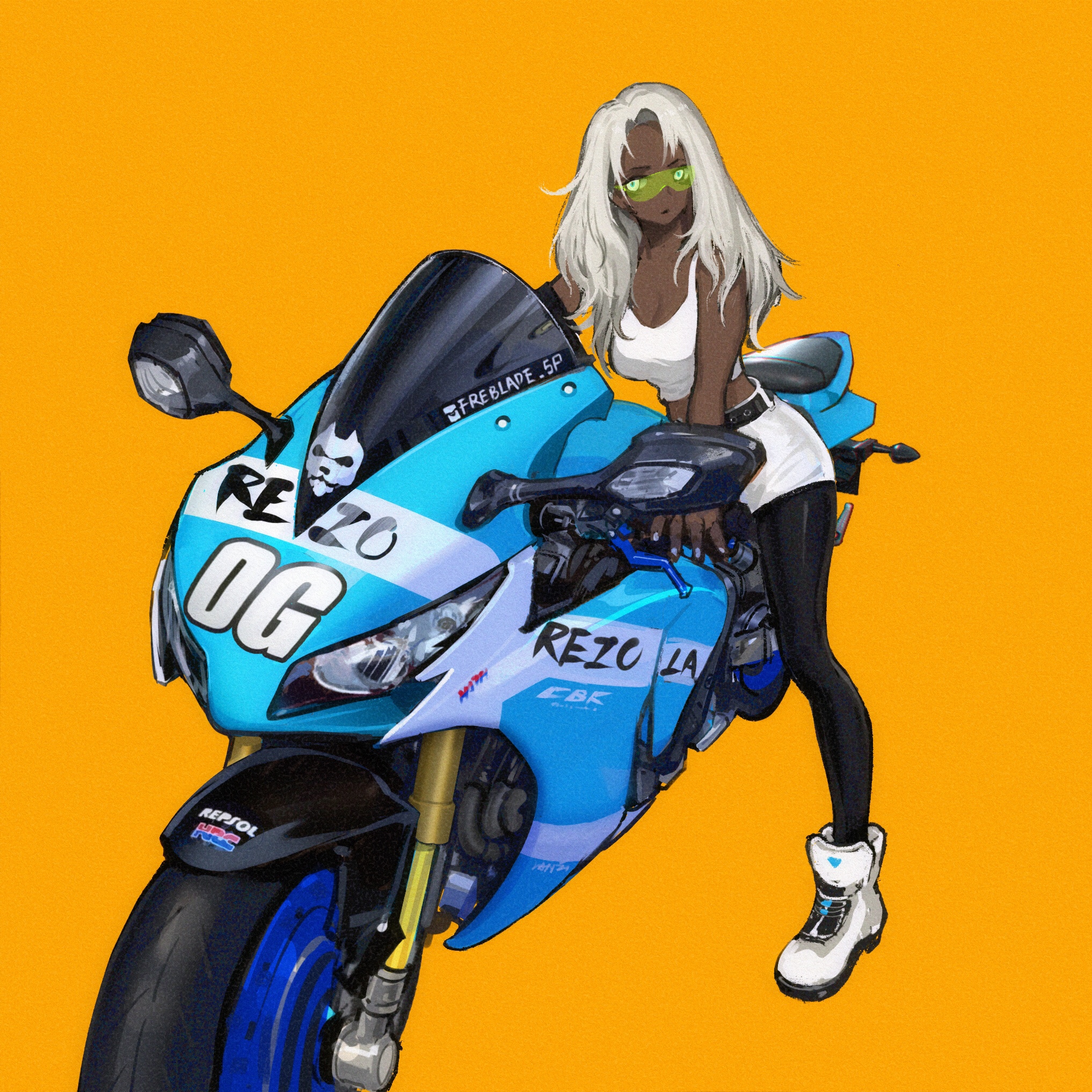 Motorcycle girl插画图片壁纸