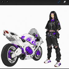 Motorcycle girl插画图片壁纸