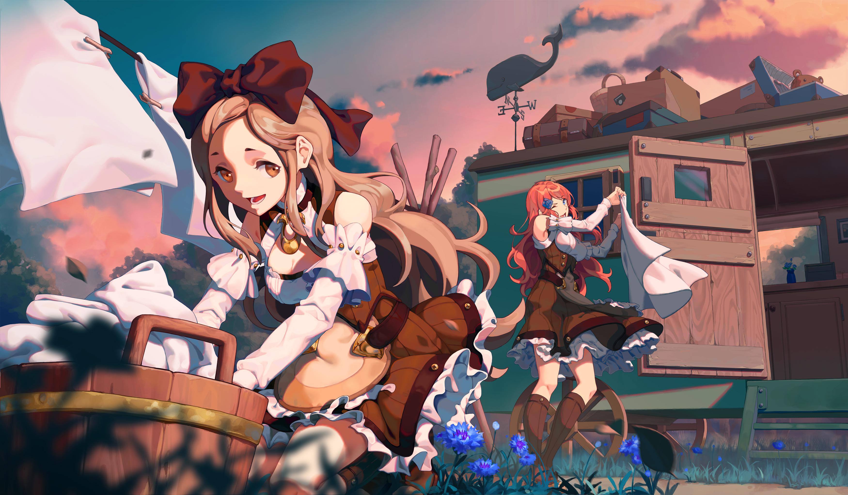 晚霞插画图片壁纸