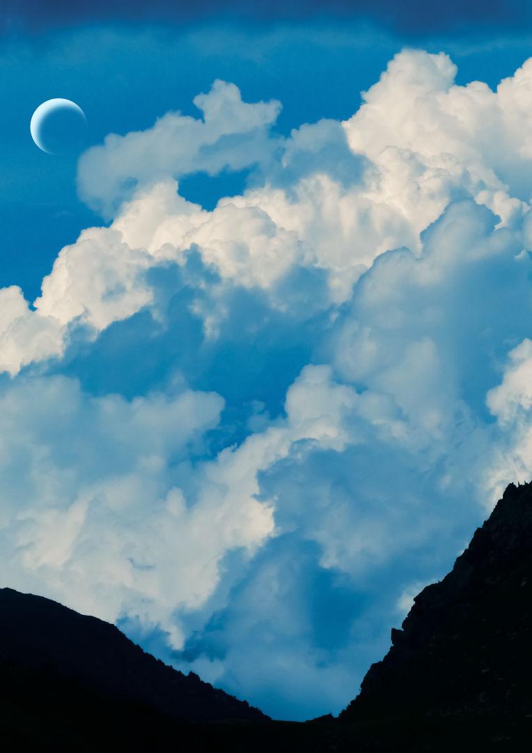 月和山云插画图片壁纸