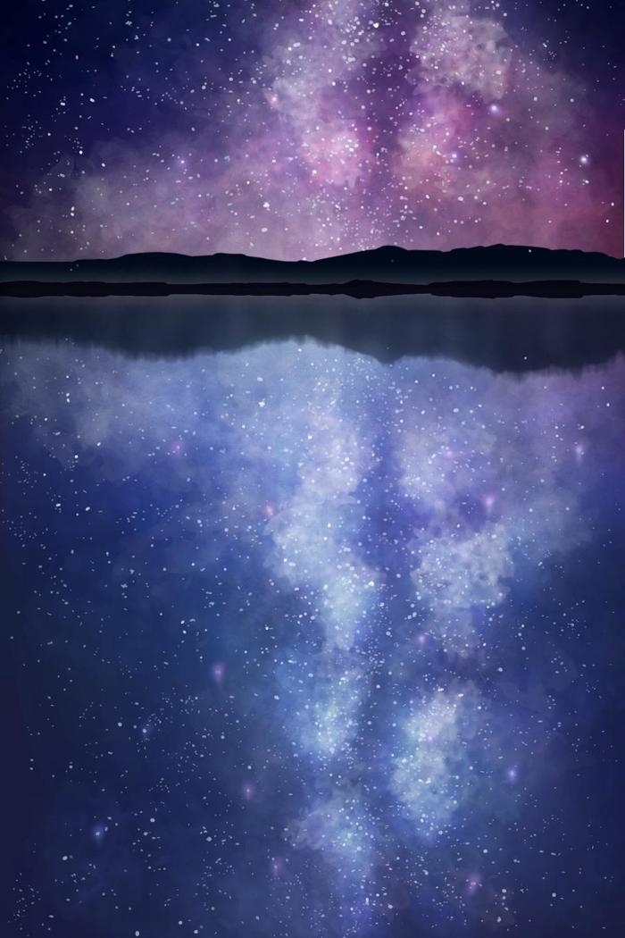 lake-night插画图片壁纸