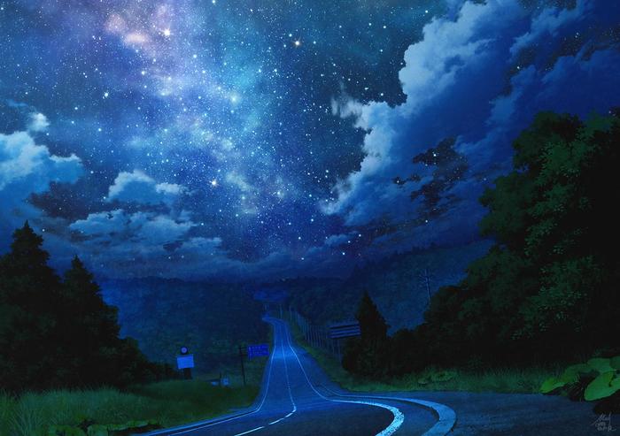 通往银河的道路插画图片壁纸