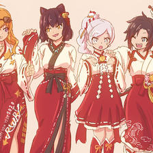 RWBY 巫女4人組插画图片壁纸