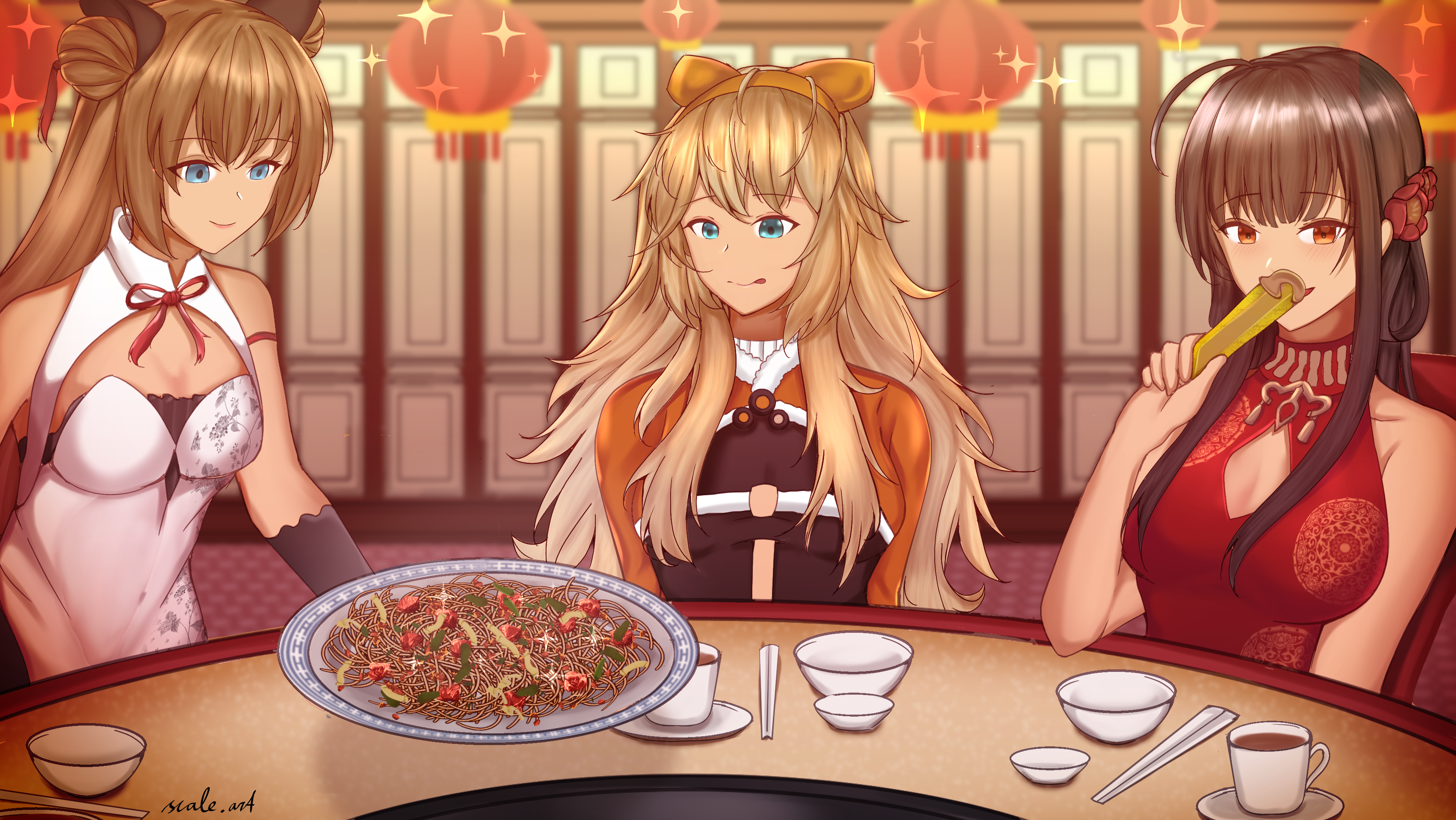 Chinese New Year Dinner插画图片壁纸