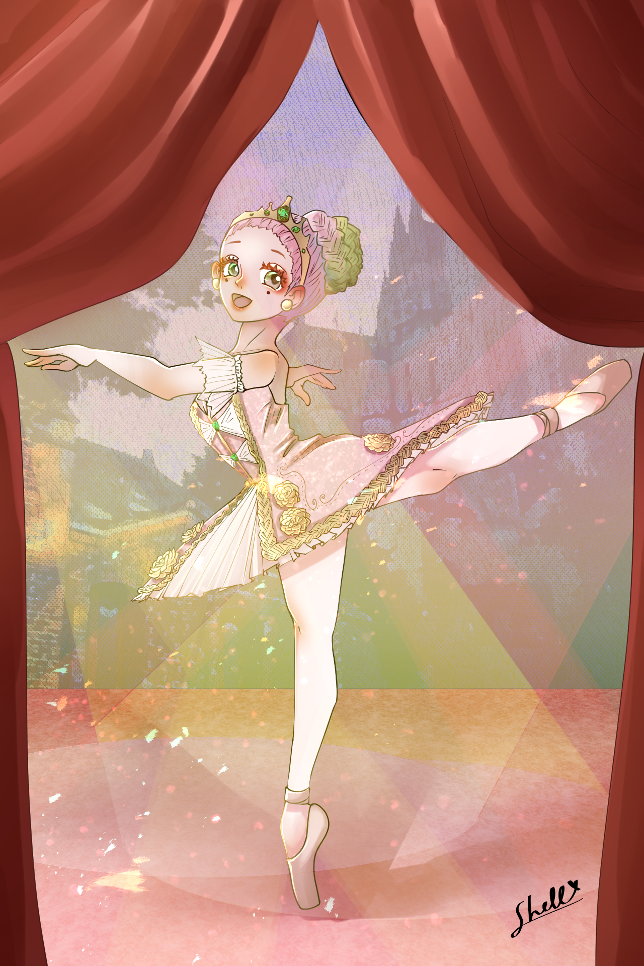 芭蕾舞演员蜜璃酱插画图片壁纸