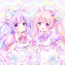 兔子双胞胎插画图片壁纸