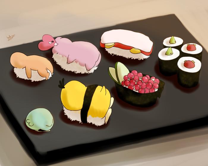 从远处看可以吃到的寿司插画图片壁纸