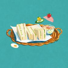 火腿和鸡蛋都是奢侈三明治插画图片壁纸