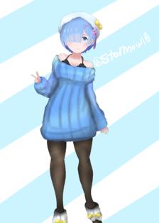 Re:Zero Rem Sweater Outfit插画图片壁纸