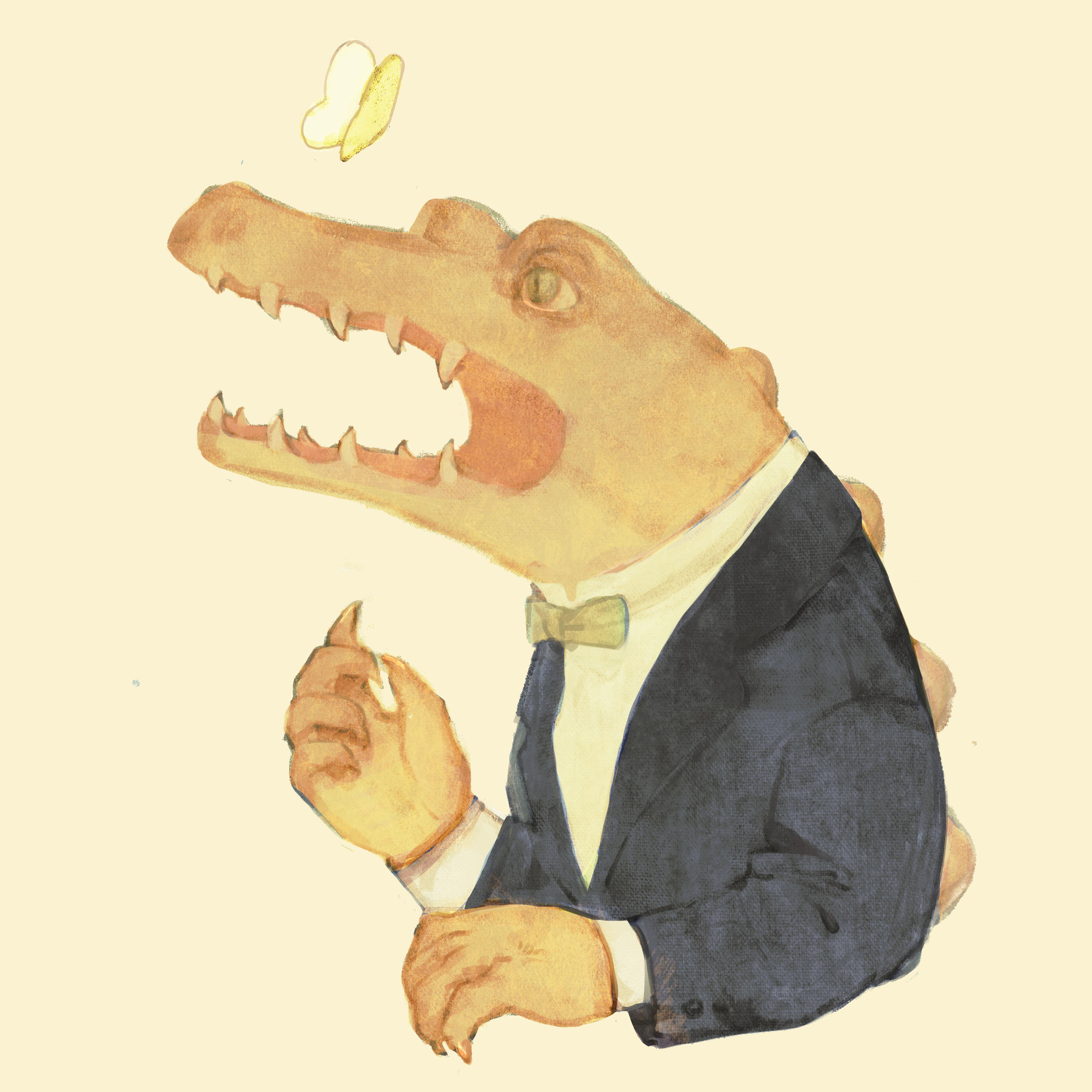 一条大鳄鱼插画图片壁纸