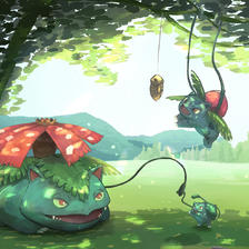 在阳光下玩的妙蛙花们【口袋妖怪】插画图片壁纸