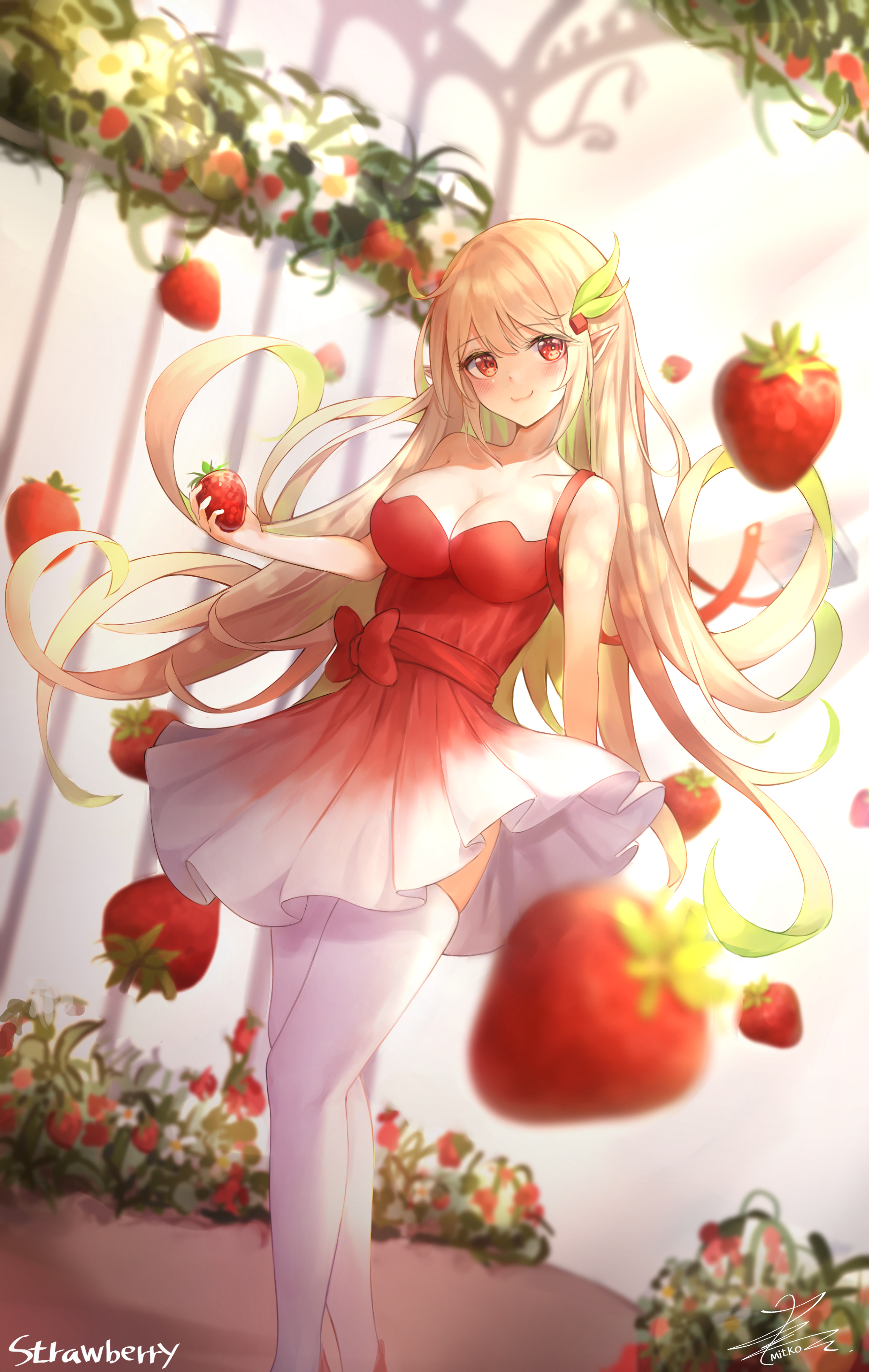 草莓动漫少女 壁纸图片