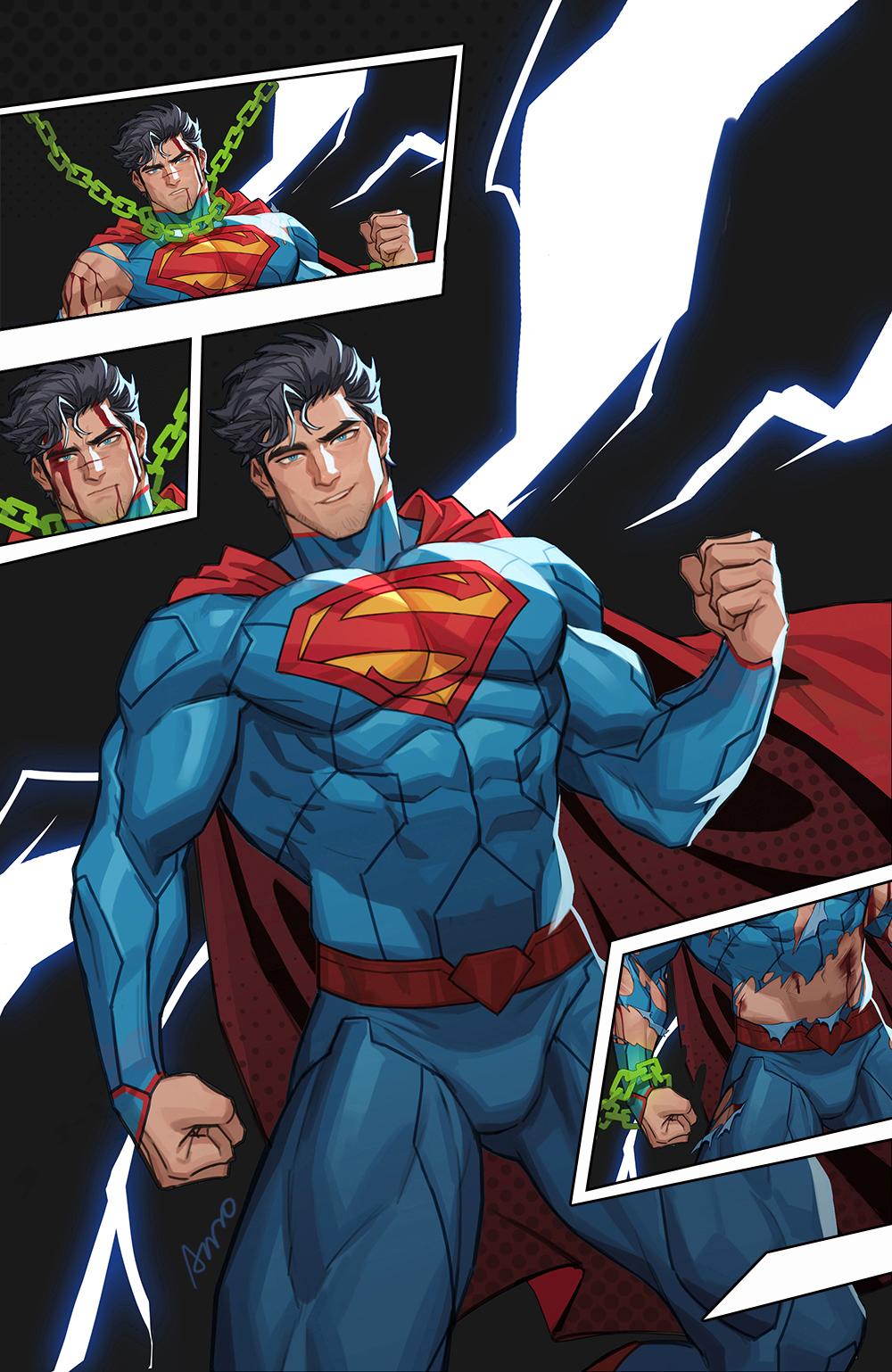 superman in chains插画图片壁纸