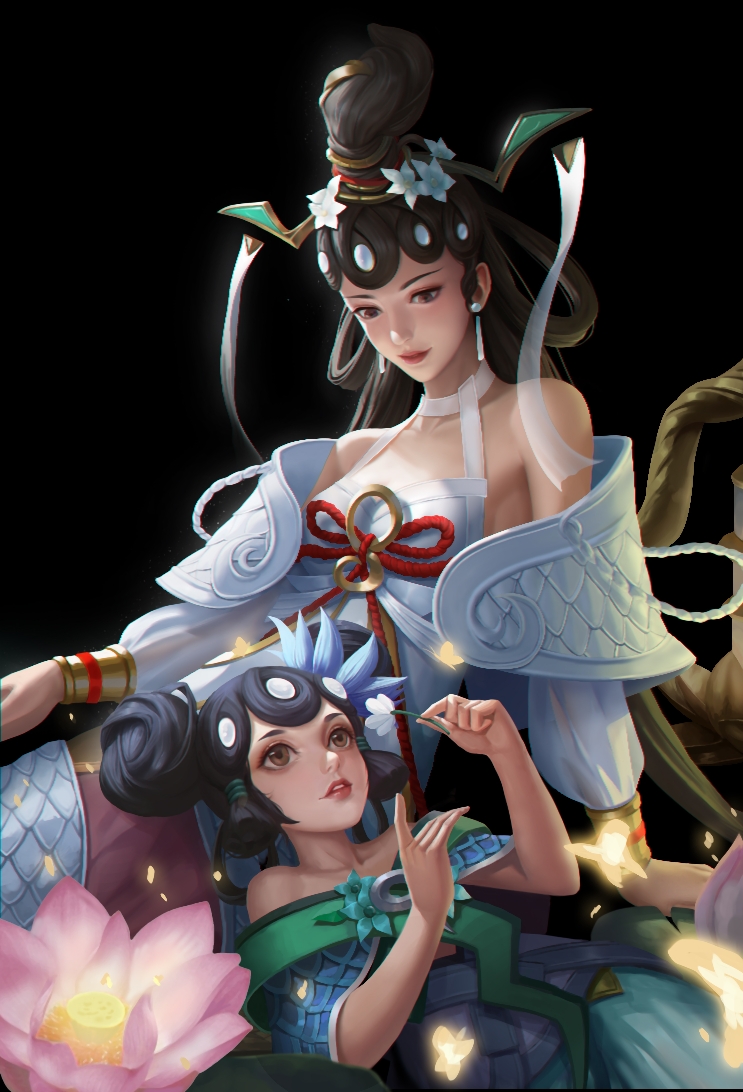 大小乔青白皮肤同人插画图片壁纸