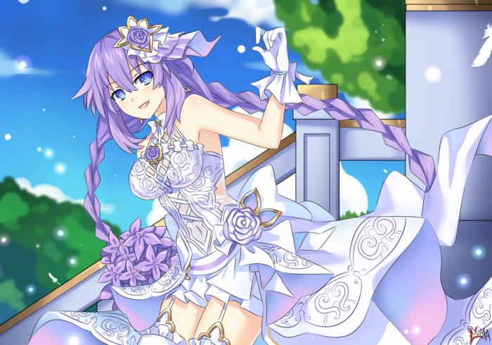 Purple Heart Wedding Dress  插画图片壁纸