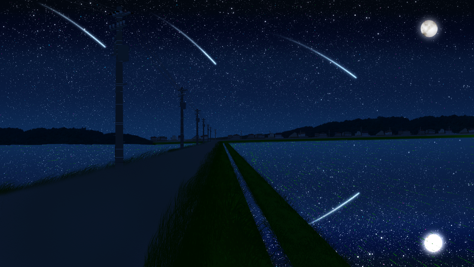 乡下的夜空插画图片壁纸