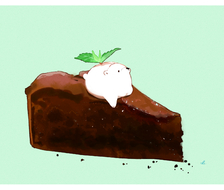 动物品尝巧克力蛋糕