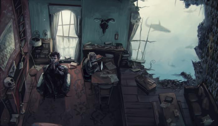 Sunken Pirate Ship插画图片壁纸