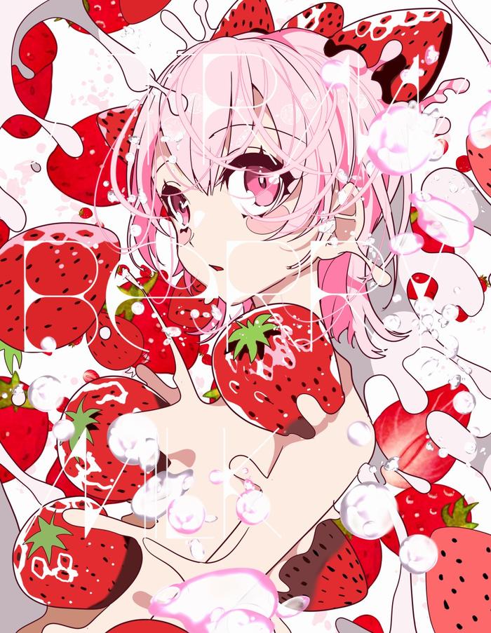 strawberry milk插画图片壁纸