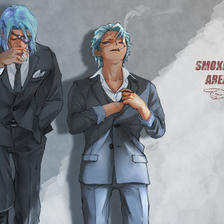 适合抽烟的两个人插画图片壁纸