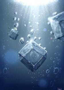 【冬天】水中的冰插画图片壁纸