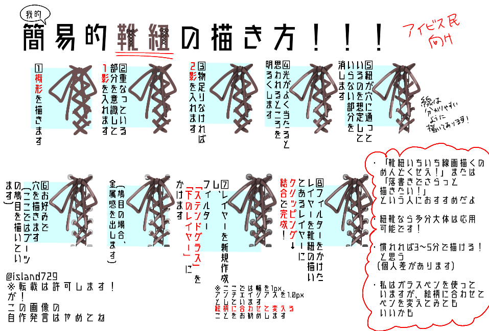 我的簡易版靴紐の描き方头像同人高清图