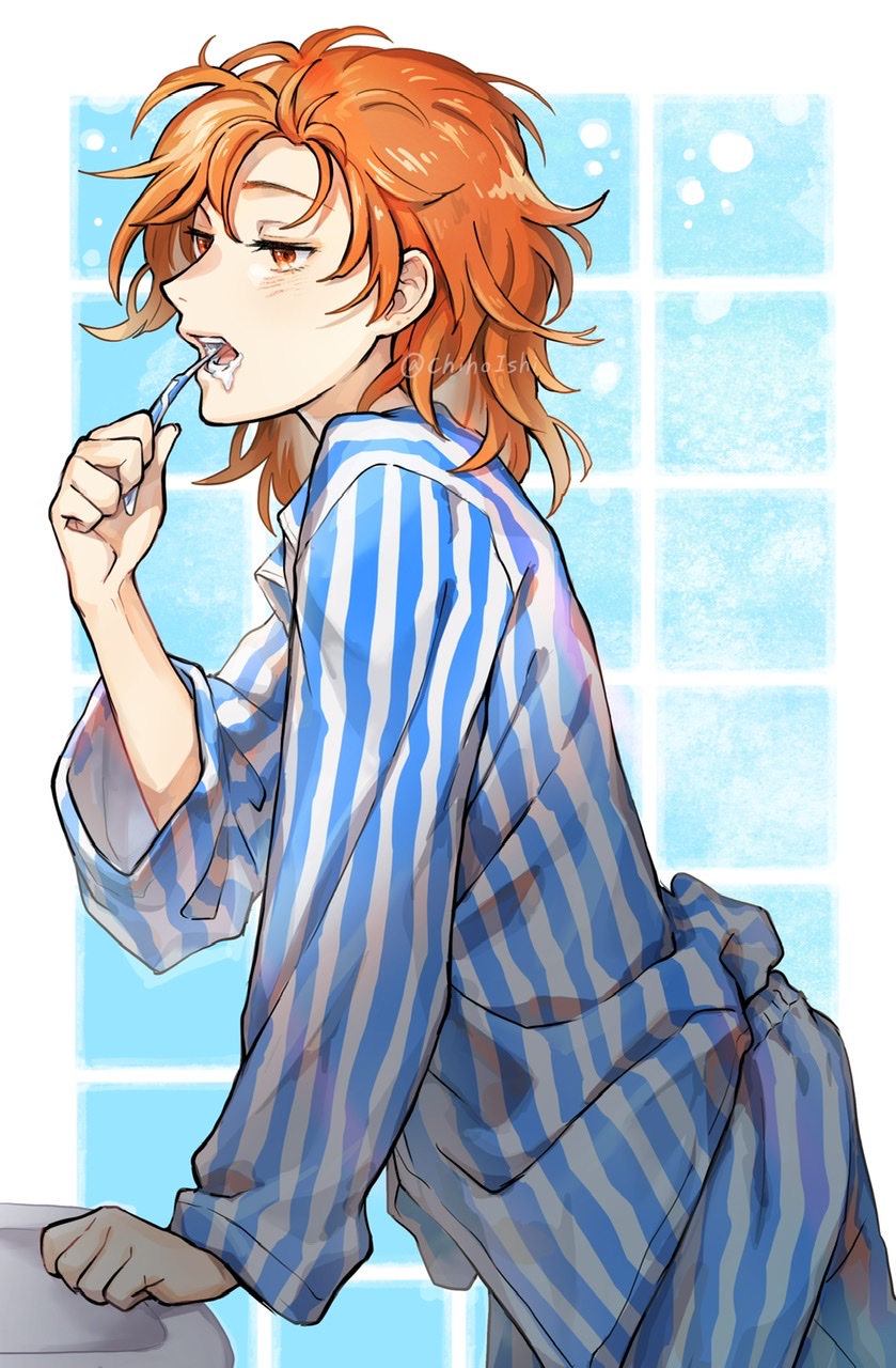 早上刷牙插画图片壁纸