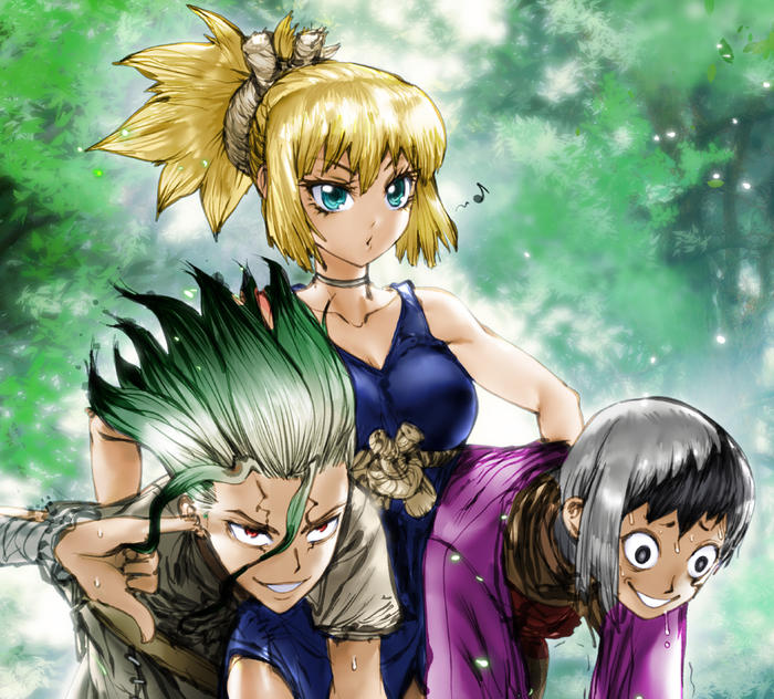 Kohaku, Senku & Gen插画图片壁纸