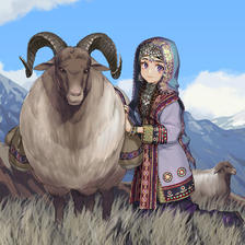 羊与少女插画图片壁纸