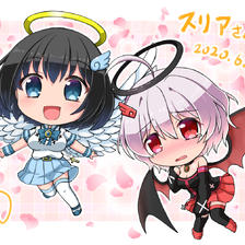 【Skeb】天使与恶魔的女孩SD插画图片壁纸