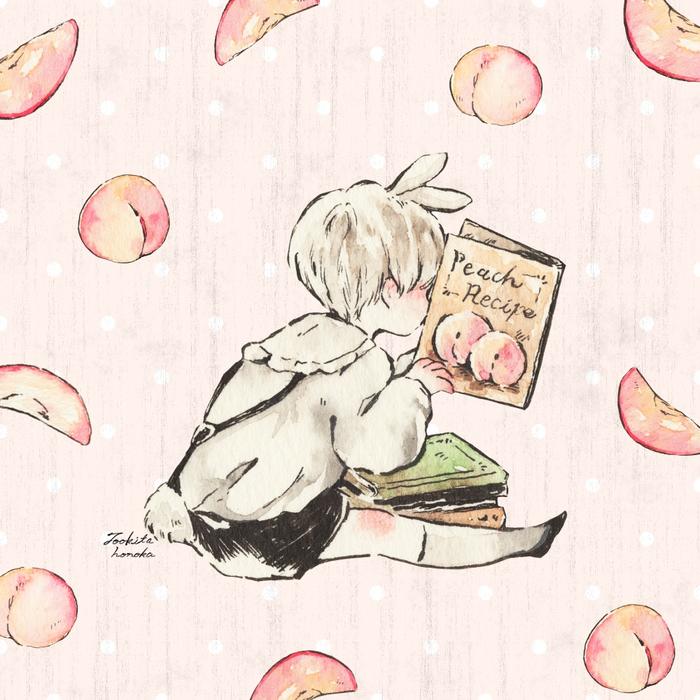 桃子蛋挞插画图片壁纸