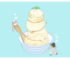 雪国杯冰淇淋-原创暑がりペンギンと寒がり子ペンギン