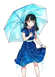 雨伞、裙子和水洼插画图片壁纸