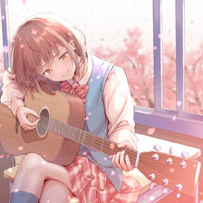 弹吉他的少女插画图片壁纸