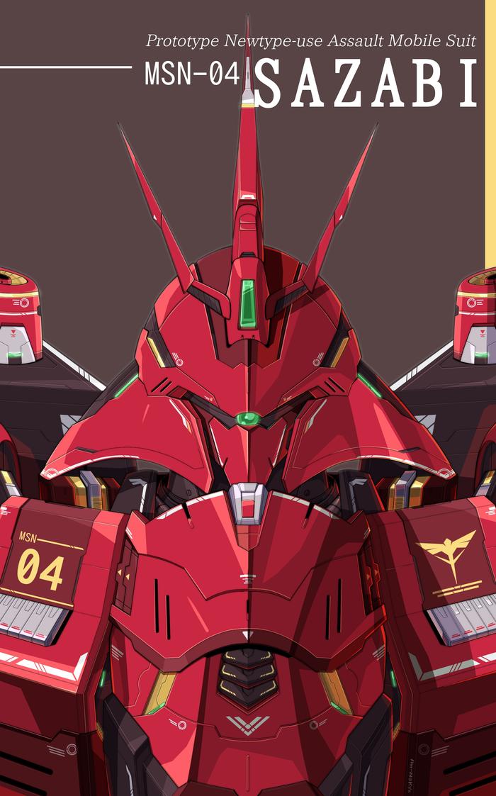 Sazabi Portrait with Lineart插画图片壁纸