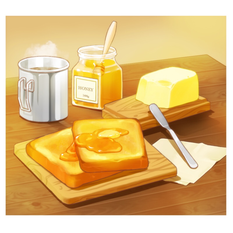 はちみつトースト插画图片壁纸