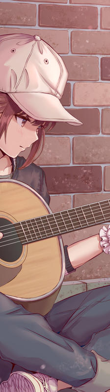 弹吉他的女孩插画图片壁纸