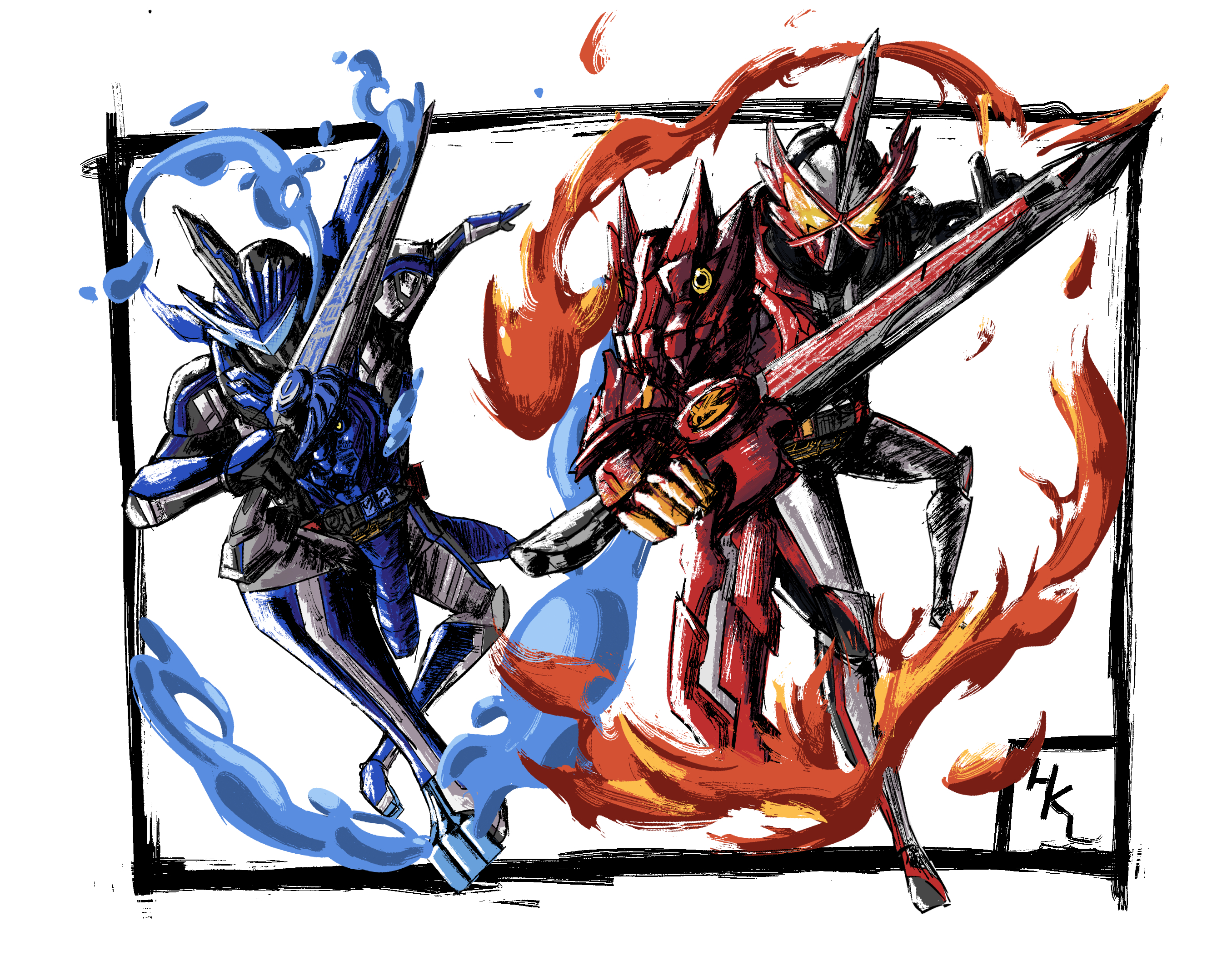 Kamen Rider Saber x Blaze插画图片壁纸