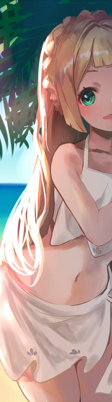 【沙滩、树荫和】泳衣('ω')插画图片壁纸