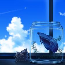 窓辺の魚插画图片壁纸