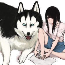 狗和女人4插画图片壁纸