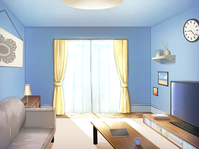 【背景素材】蓝色房间插画图片壁纸