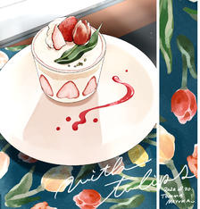 蛋糕和郁金香插画图片壁纸