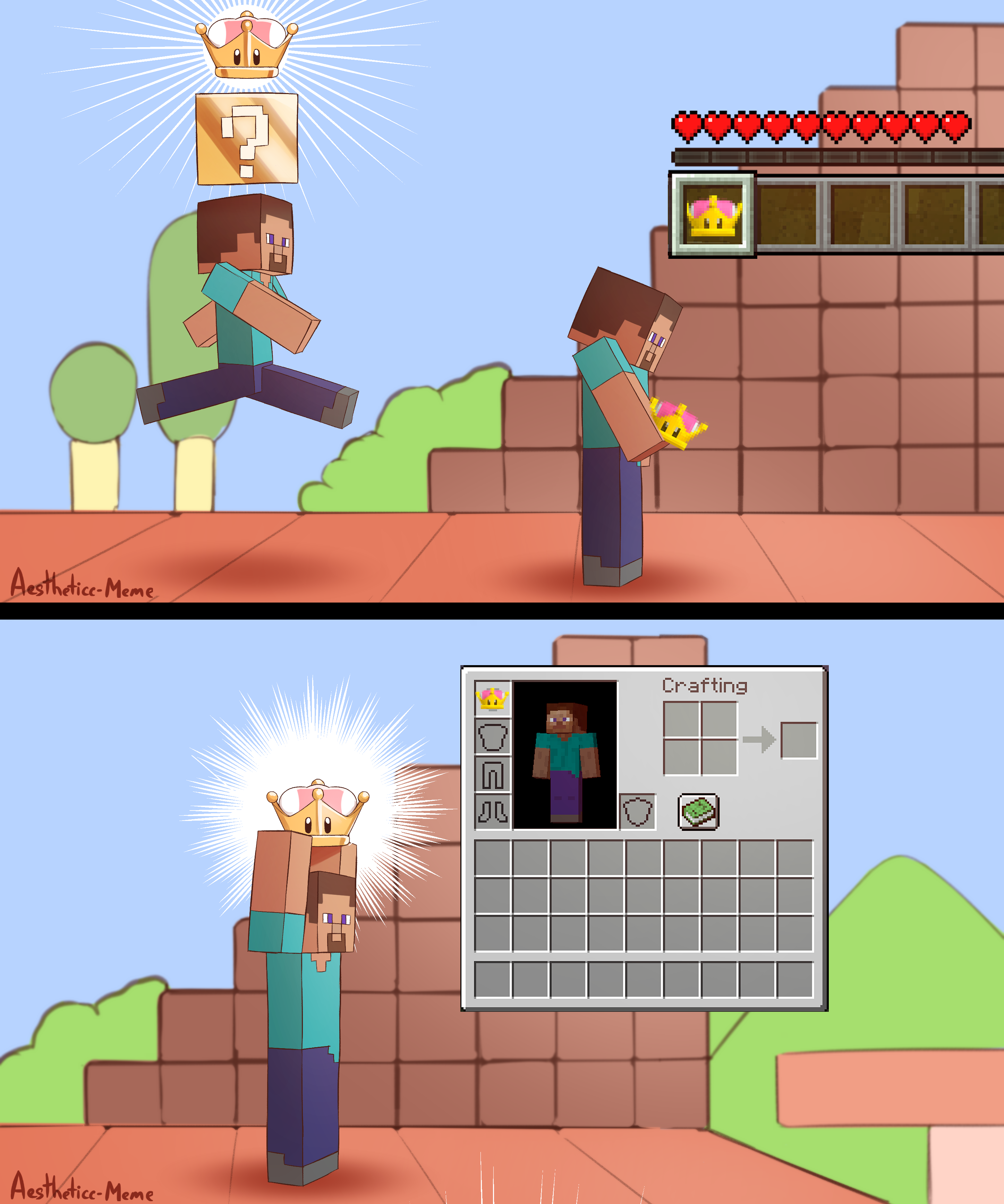Minecraft Steve x Super Crown插画图片壁纸