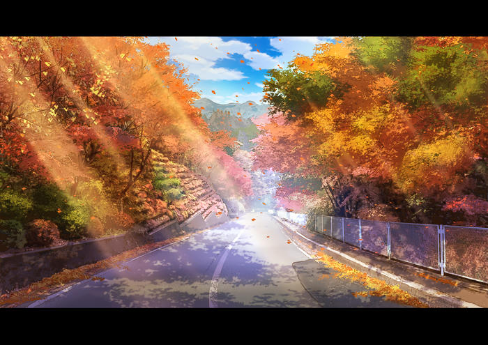 秋天的一景插画图片壁纸