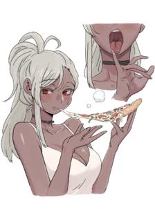 吃披萨的插画图片壁纸