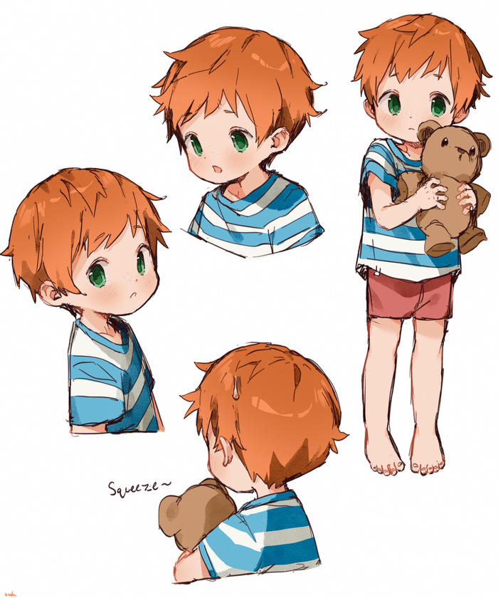 a boy and his bear插画图片壁纸