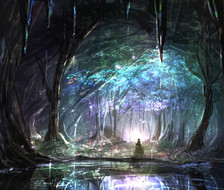 光り苔の洞窟-原创风景