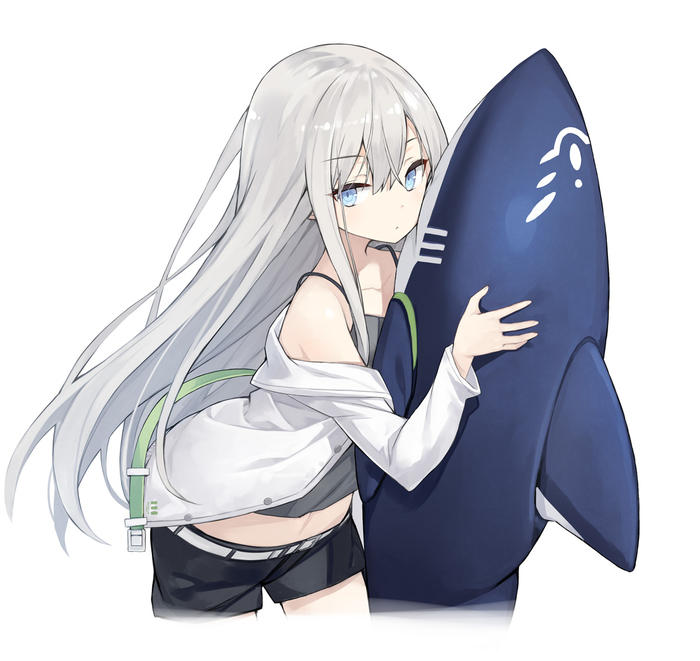 鲨鱼抱枕插画图片壁纸